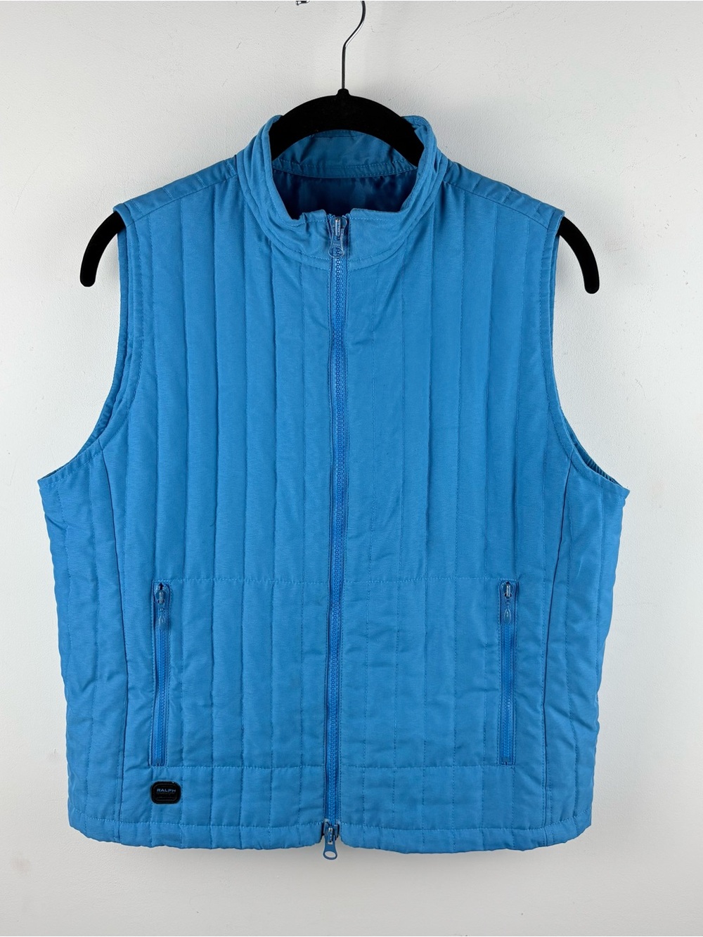 Ralph Lauren Quilted Full Zip Vest Womens Medium Blue Lightweight Y2K Vintage